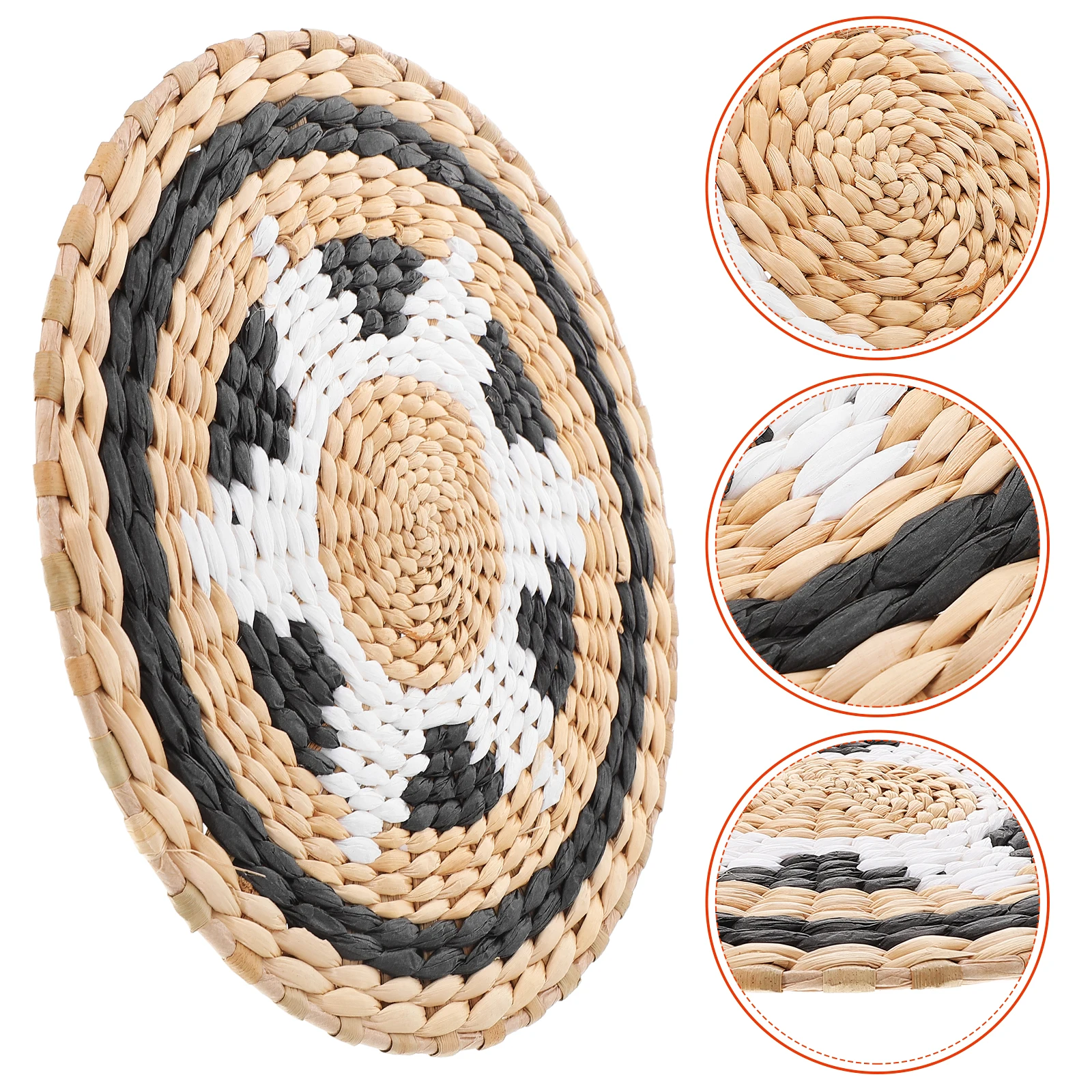 

Round Wall Decoration Black Woven Basket Room Christmas Tapestry Wall Art Seagrass Rattan Farmhouse