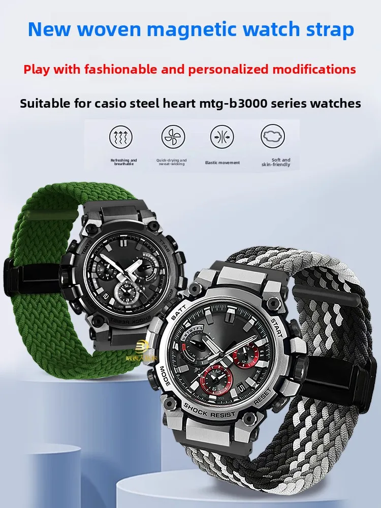 quick-release-nylon-woven-canvas-watch-strap-for-casio-5672-mtg-b3000-fashionable-modification-watch-band-wristband-accessories