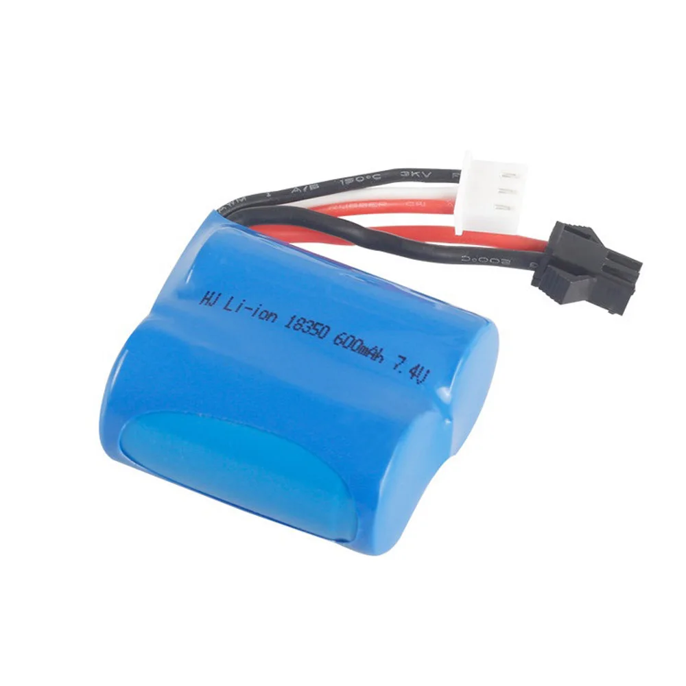 2PCS/lot 7.4V 600mAh Li-ion battery 18350 for H100 H102 S2 High speed RC boat 18350 SM Plug free shipping