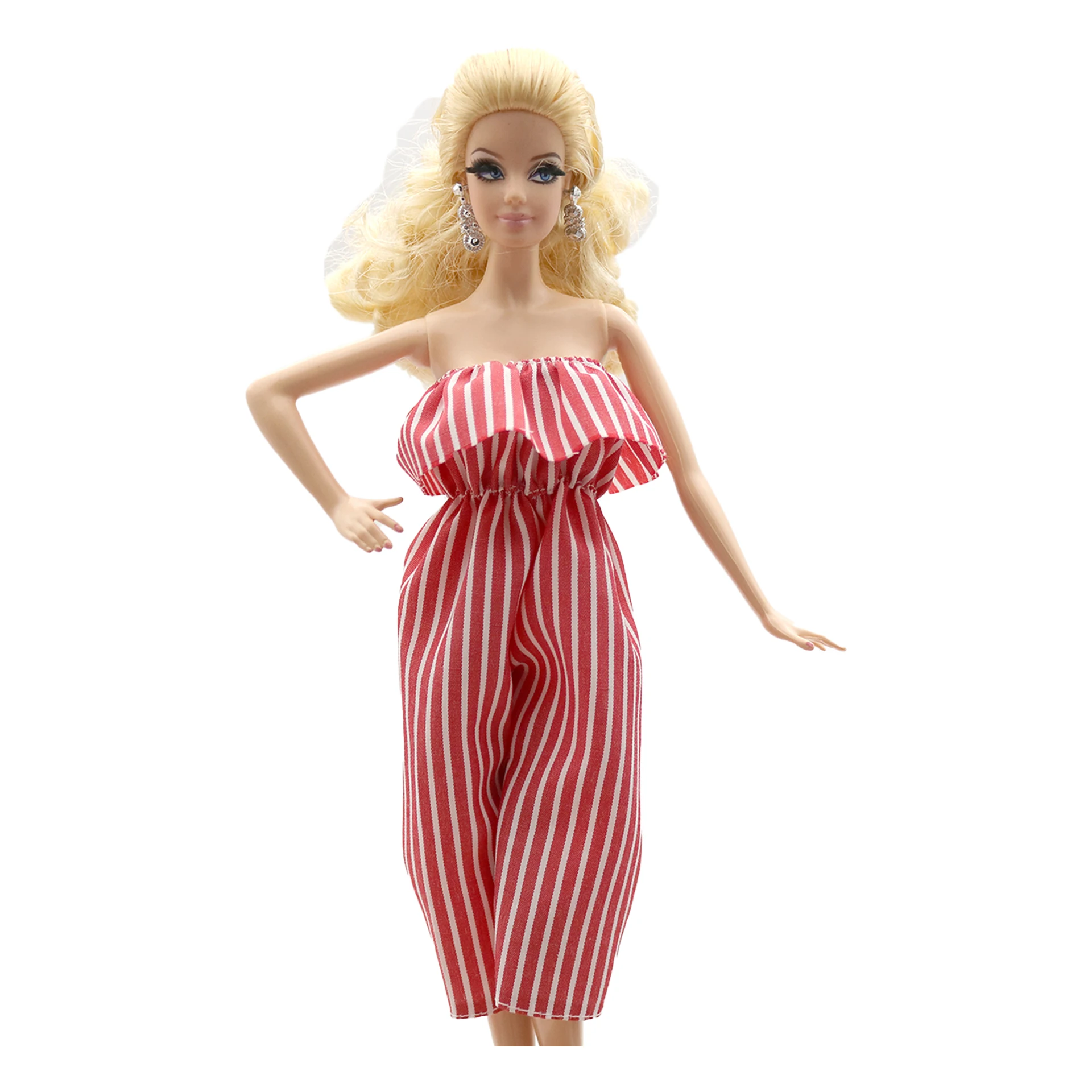 Mono de rayas rojas para uso diario, ropa para muñeca Barbies, 30cm, 1/6