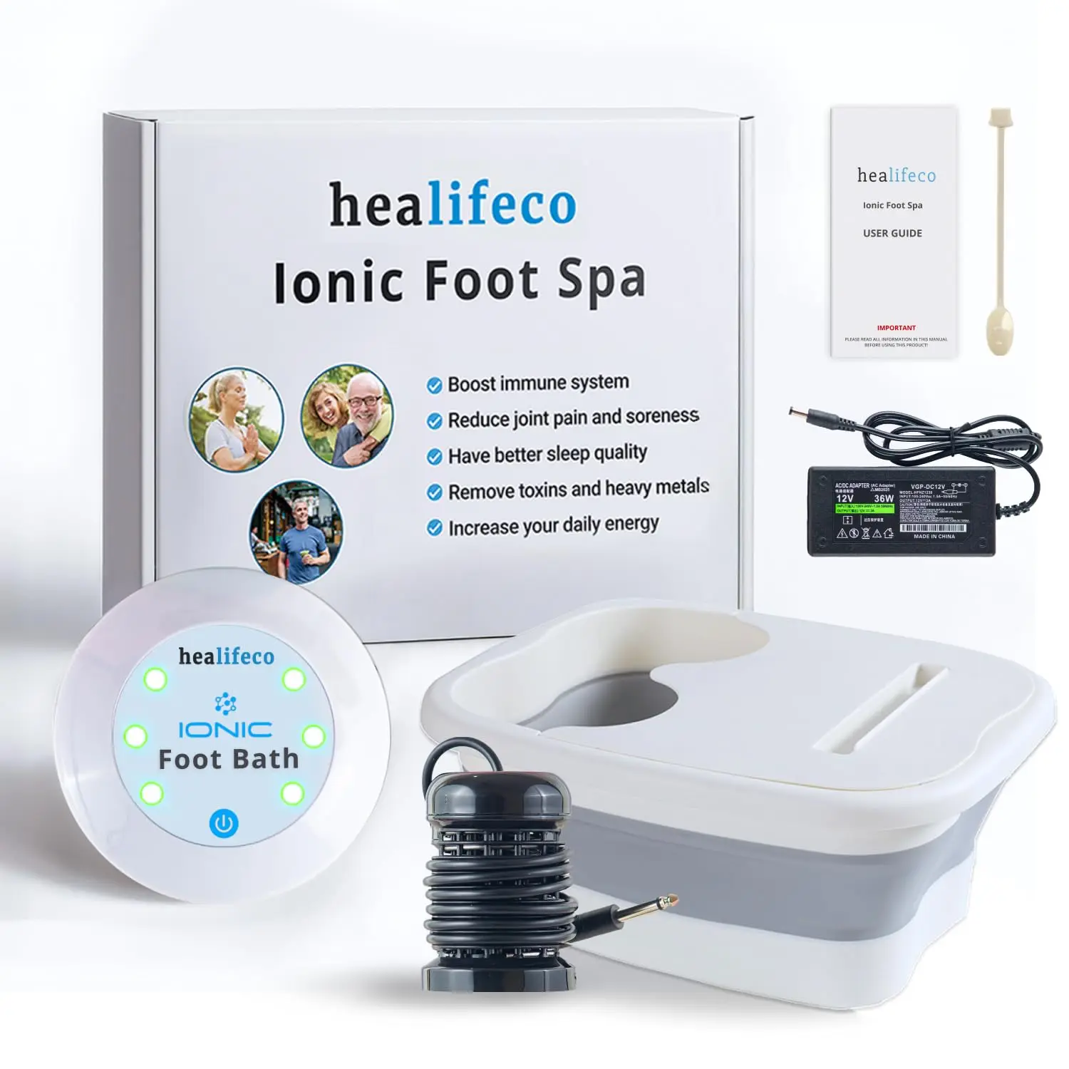 

Ionic Foot Spa Detox Machine - Removes Toxins & Heavy Metals, Activates 2000 Nodes, Easy Home Use