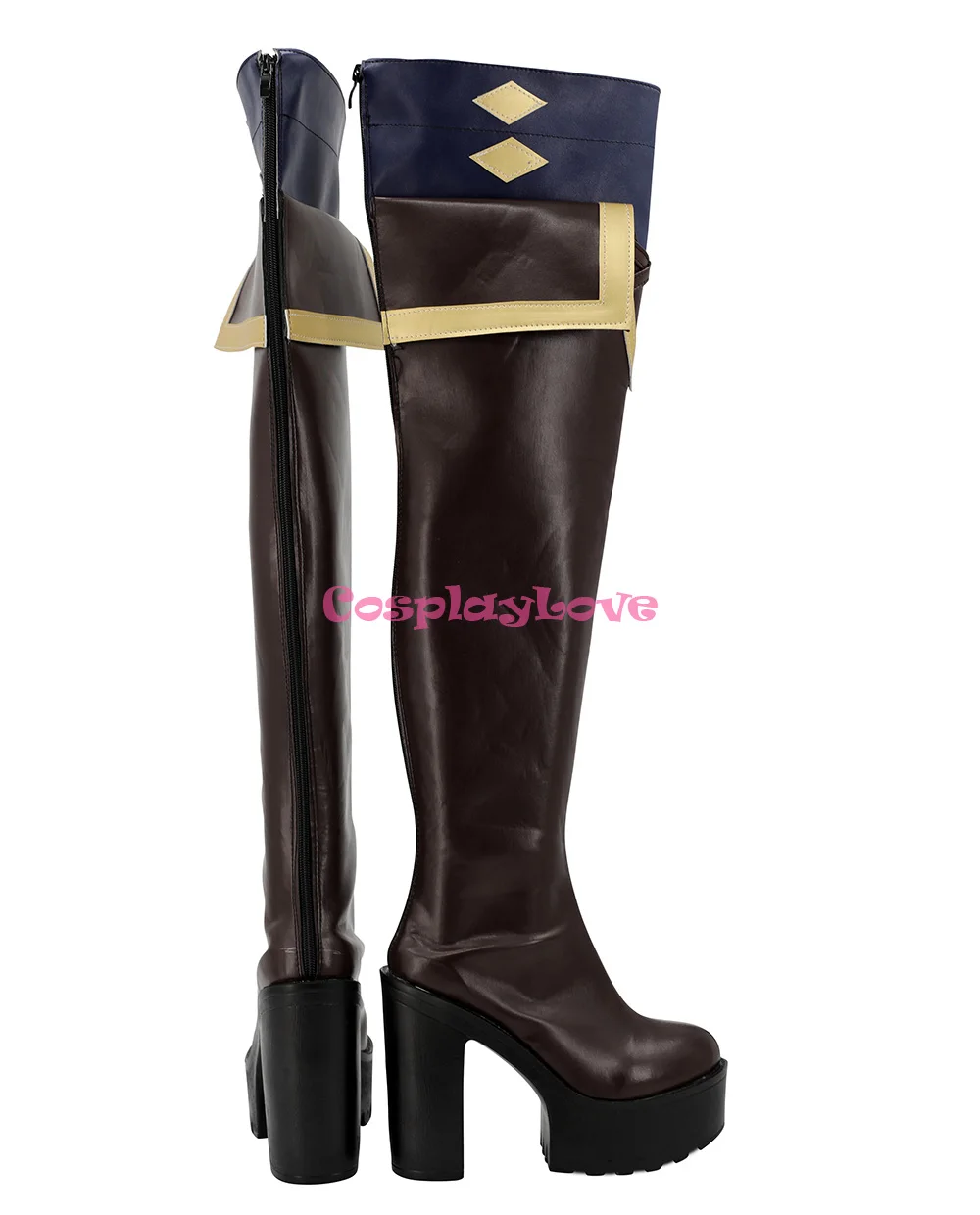 CosplayLove LOL Gioco Ashe Marrone Coslay Scarpe Stivali lunghi in pelle realizzati su misura per Halloween Natale