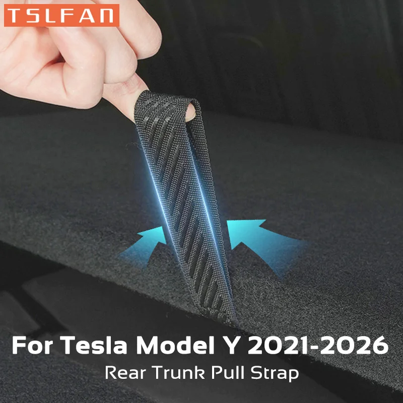 Sangle de tirage pour couvercle de coffre arrière Tesla Model Y 2021-2026 Juniper Launch, cordon de serrage, poignée d'ouverture, organisateur, accessoires de voiture