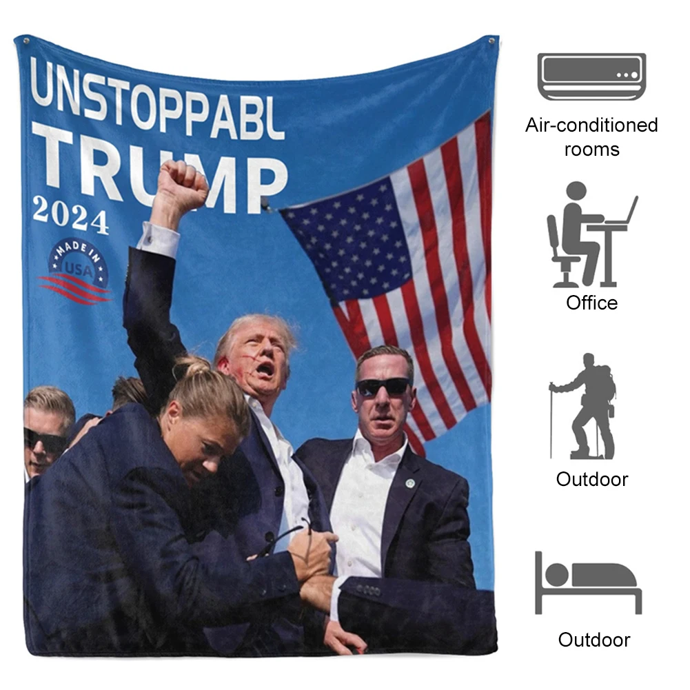 Donald Trump 2024 Blanket President Trump Throw Blanket Trump Assassination Attempt Warm Blanket Gifts for Supporters Home Decor