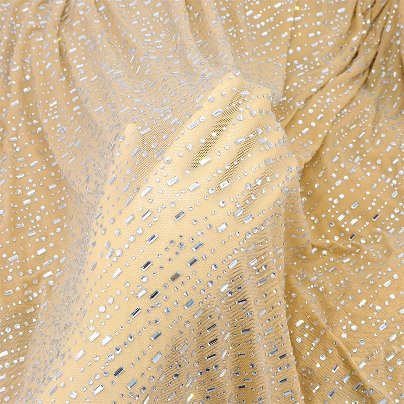 High-quality complexion Sparkly diamond stretch spandex gauze tulle Net yarn wedding dress, gown, performance wear fabric