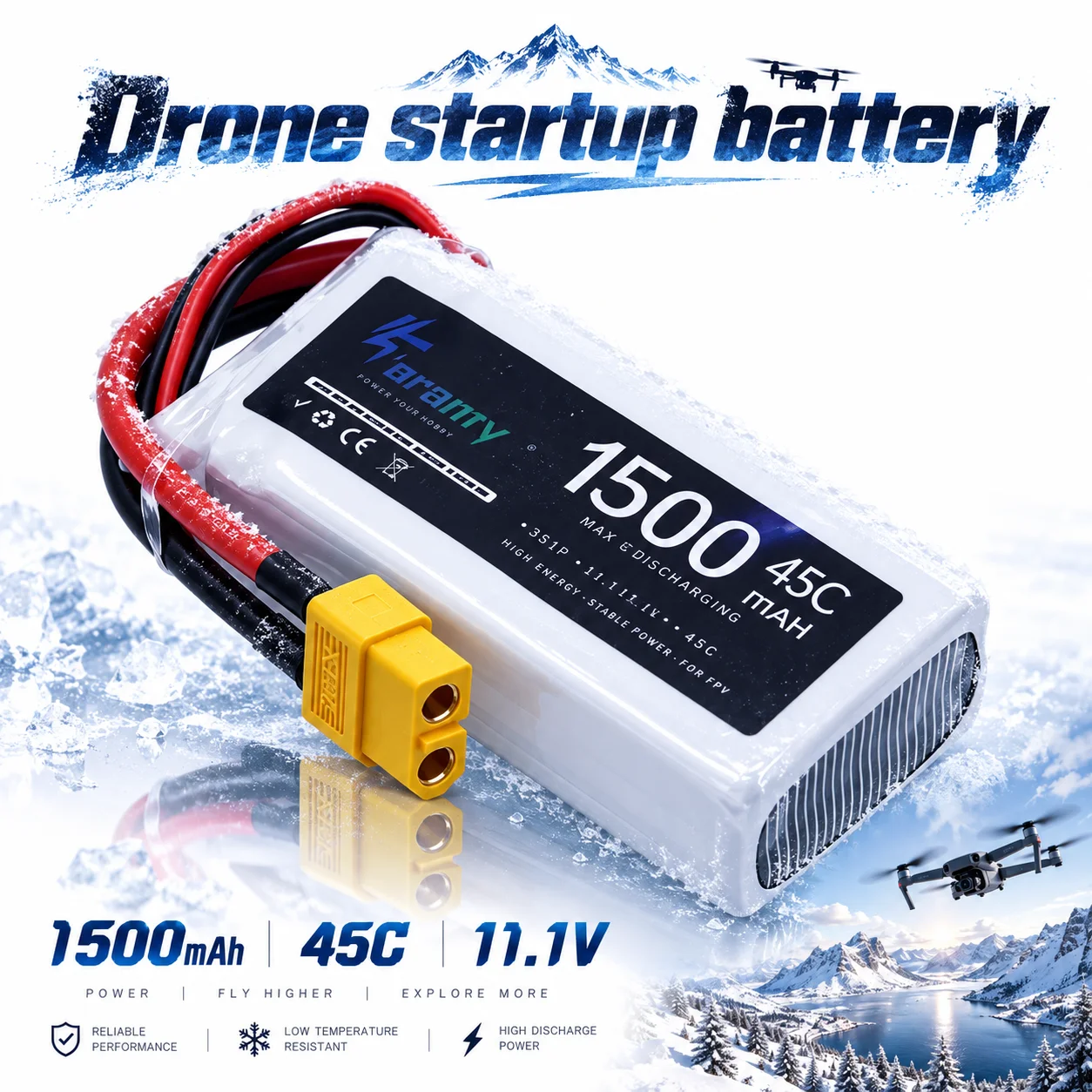 11.1V 45C 1500mAh Lipo Battery Soft Pack Battery 3S Battery Pack for Drones, Aerial Photography, Remote Controlled Toys, Boats