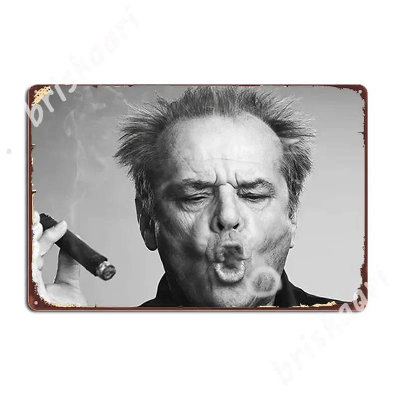 Jack Nicholson, Cigar, Smoke Rings, Black And White Photography Metal Signs Wall Cave Club Bar Custom Plaques Tin sign Posters