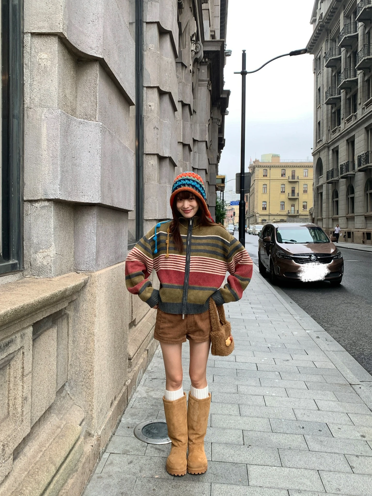 

Retro Double Zipper Knitted Sweater Jaet Women's Autumn Winter Stand Collar Lazy Sle All-Match Top 97 Commute Sle L...