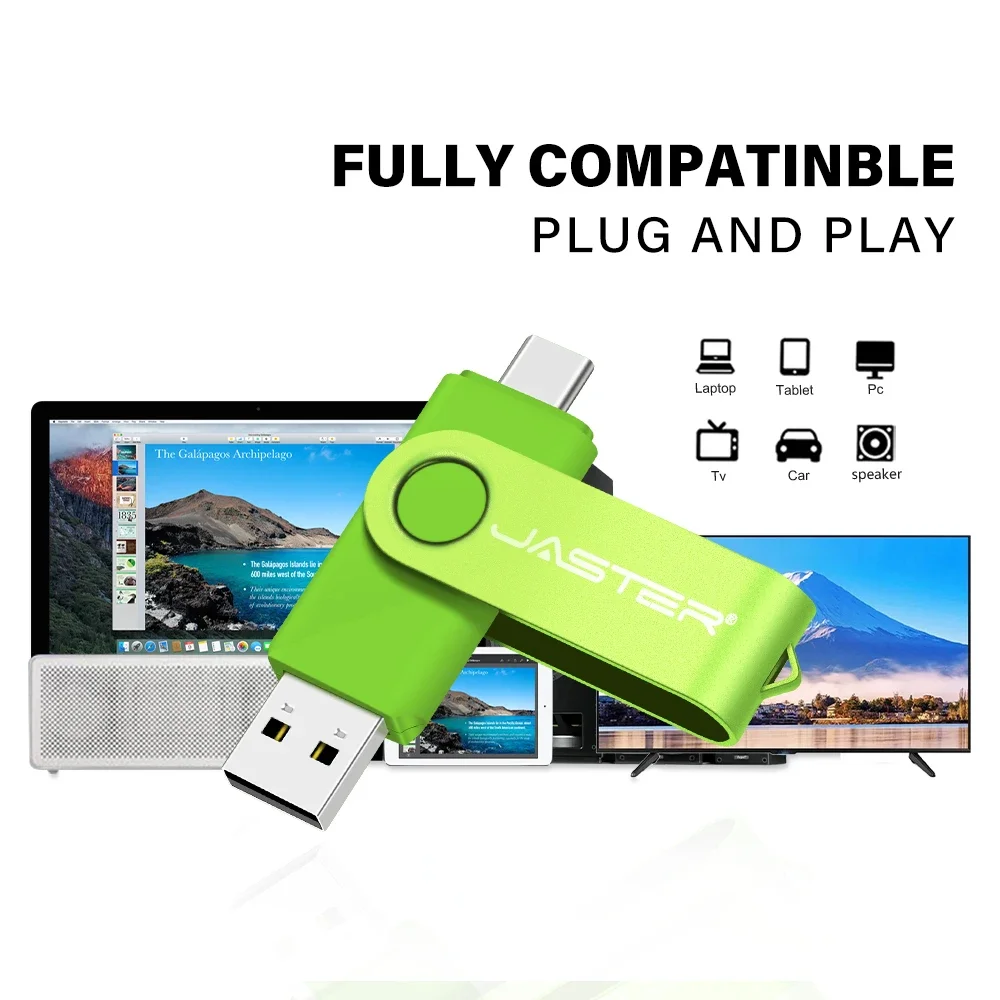 TYPE-C 2in 1 USB Flash Drive 128GB, Flash Drive bisnis stik memori USB 2in 1 kapasitas tinggi Gratis gantungan kunci 64GB 32GB