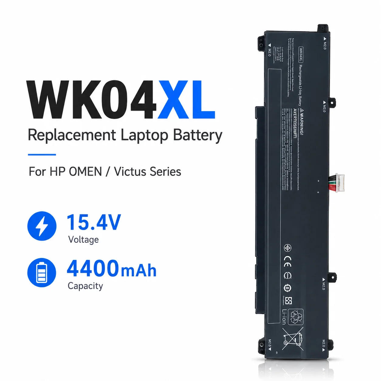 4400mAh WK04XL Laptop Battery for HP Omen 16 17 7 8 Victus Pro TPN-Q263 Q264 M41640-AC1 HSTNN-OB21 TPN-Q265 TPN-Q266 TPN-Q280