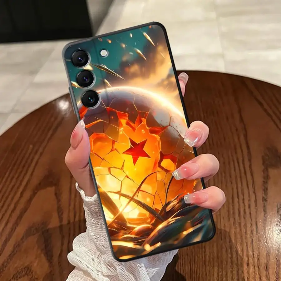 Caso para samsung galaxy a24 a55 a36 a51 a73 a35 a22 a52 a25 a71 a32 a41 a26 a72 a23 a53 preto macio capa de telefone dragon ball goku