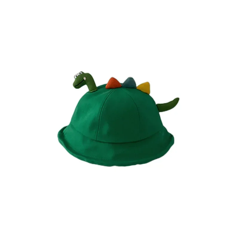 Sombreros de cubo de dinosaurio de dibujos animados coreanos para niños, gorros de pescador, Protector solar al aire libre, turbante para niños,