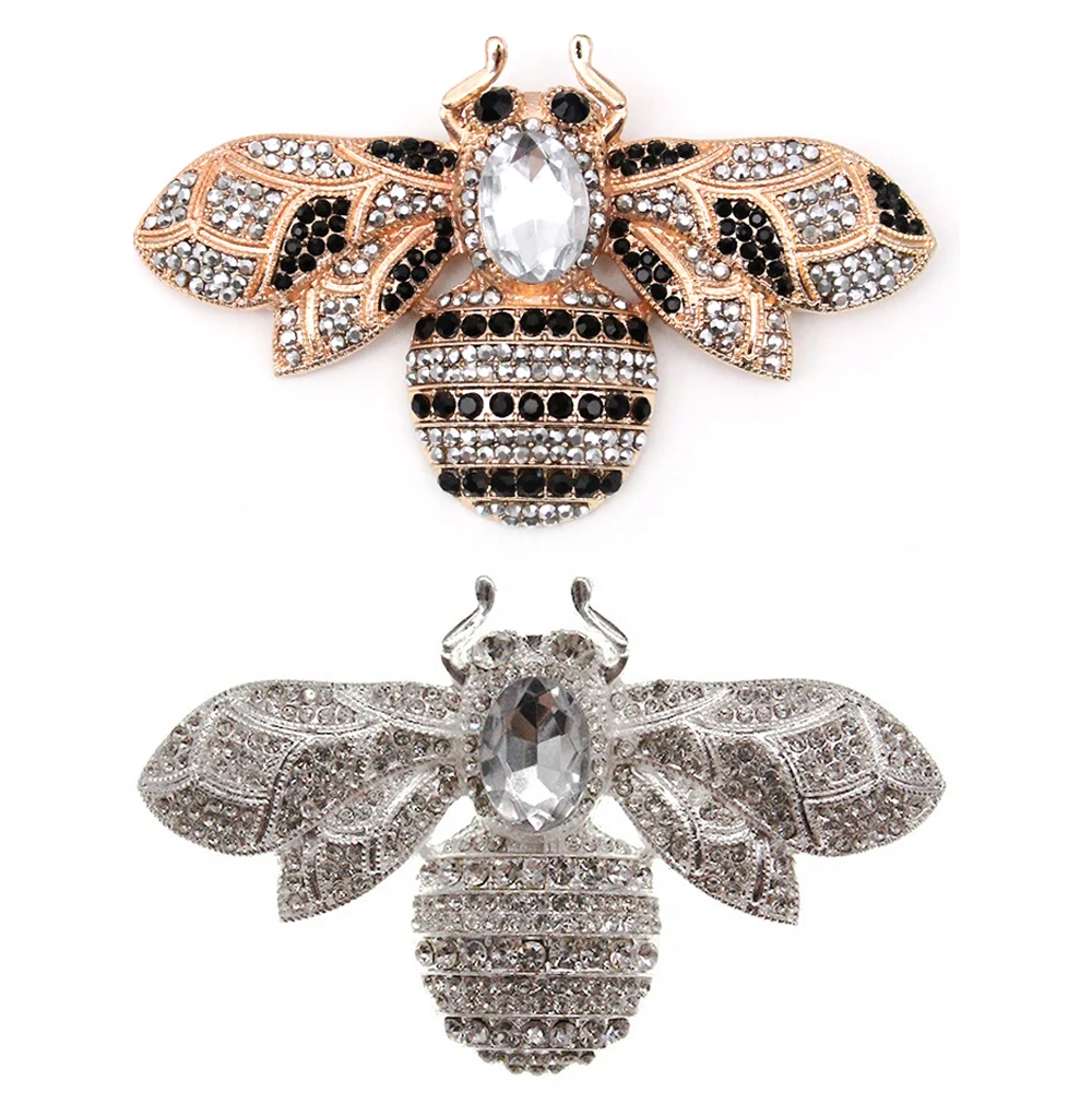 10 Pcs/Lot Large Size Vintage Silver Clear Crystal Rhinestone 100 MM/3.93 Inches Hornet Bee Brooch