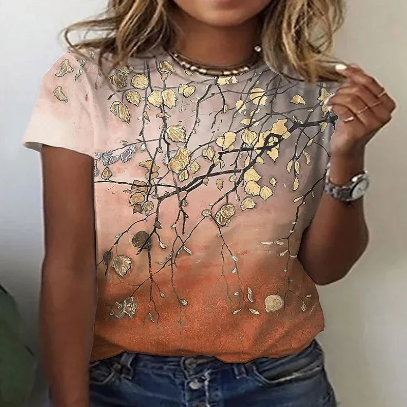

Летние футболки с 3D принтом цветов, женская уличная одежда с цветочным принтом, женские футболки большого размера для девочек, топы, женская футболка Y2K, одежда в стиле Харадзюку