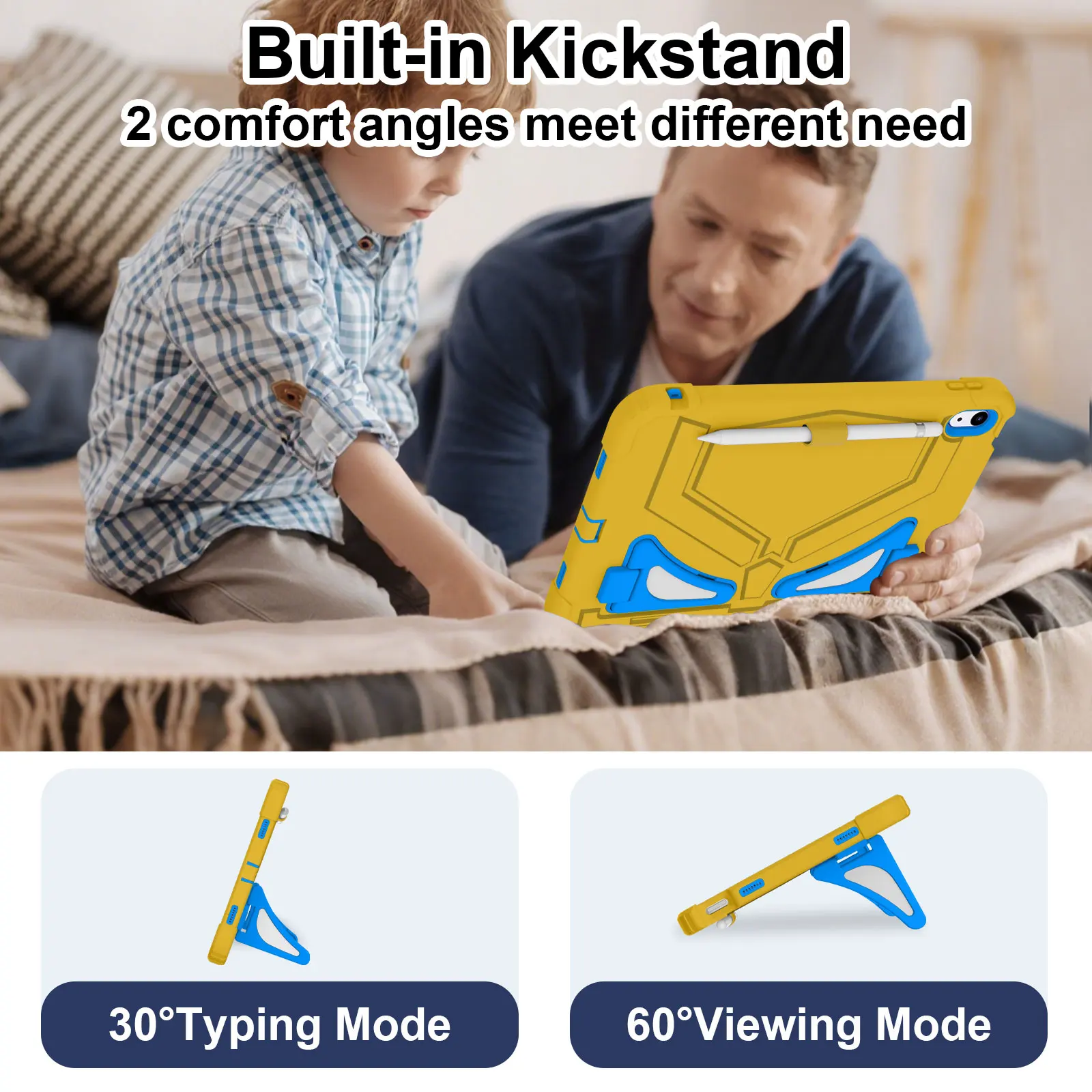 Kids Case for iPad 10.9 inch (12th /11th A16 2025/10th 2022) - Shockproof Hard Plastic Protective Cover with Foldable Kickstand