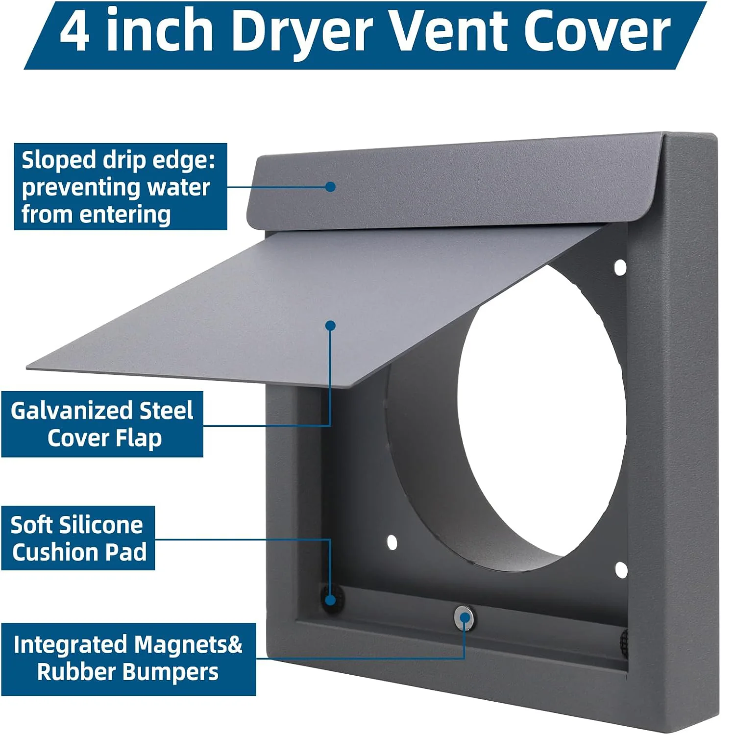 Energy-Saving Vent Cover with Magnet & Silicone Pad Noise Reduction Outdoor Wall Vent Grille for Draft