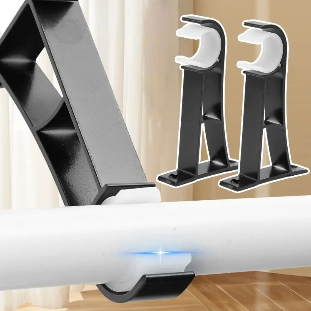 Durable Aluminum Alloy Curtain Rod Support with Screws Heavy Duty Curtain Fixing Clip Single Metal Window Hardware Tools