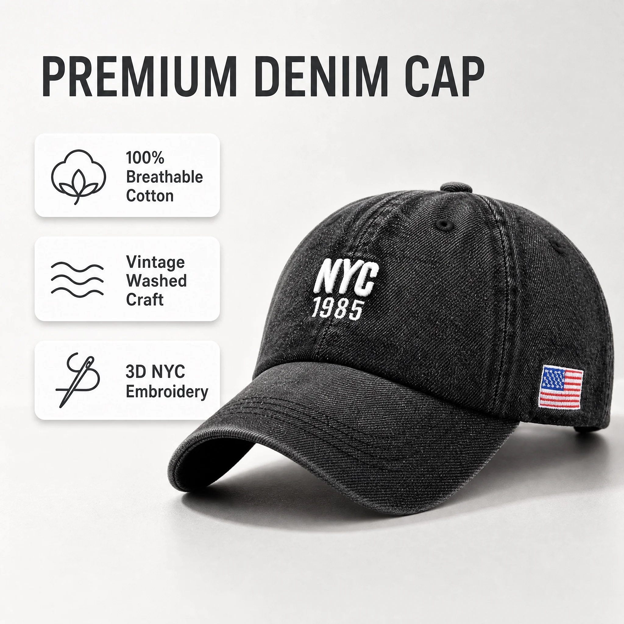 2026 Denim Baseball Cap für Herren und Damen mit Stickerei, Jeans Snapback Mütze, Casquette Sommer Sport Hip-Hop Kappe, Gorras Unisex Hüte – Detail 1