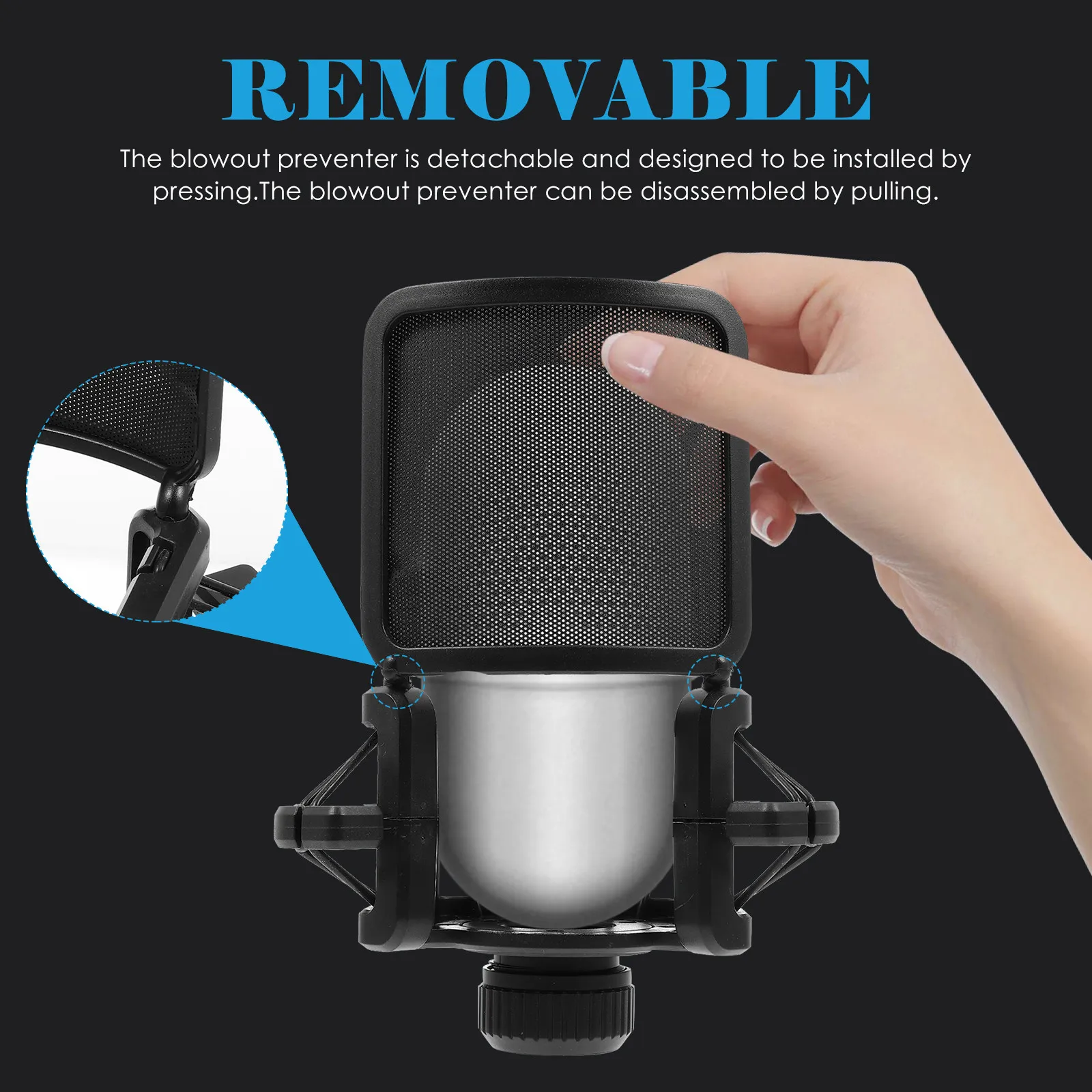 

Комплект из 1 шт.: Противоударное крепление для микрофона, легкий портативный держатель, гибкий дизайн, защитный фильтр для микрофона, антивибрационная подставка, защита от ветра