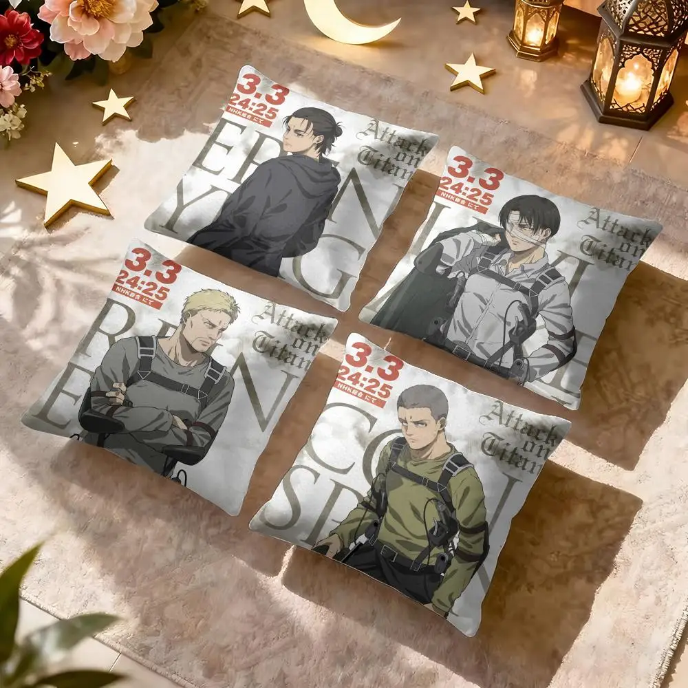 A-Attack on T-Titan Cushion Cover Soft Short Plush Pillow Cover Smooth Cozy Texture Aesthetic Cushion Case Home Decor