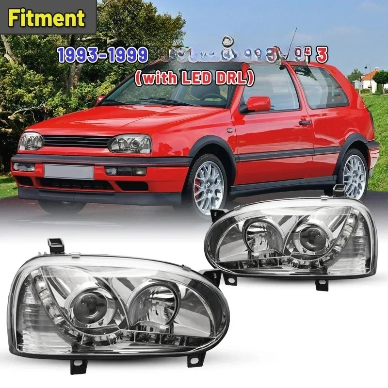 مصنع جولف 3 رئيس الجبهة ضوء المصباح المصابيح الأمامية لشركة فولكس فاجن جولف 3 mk3 1992 1993 1994 1995 1996 1997 #2