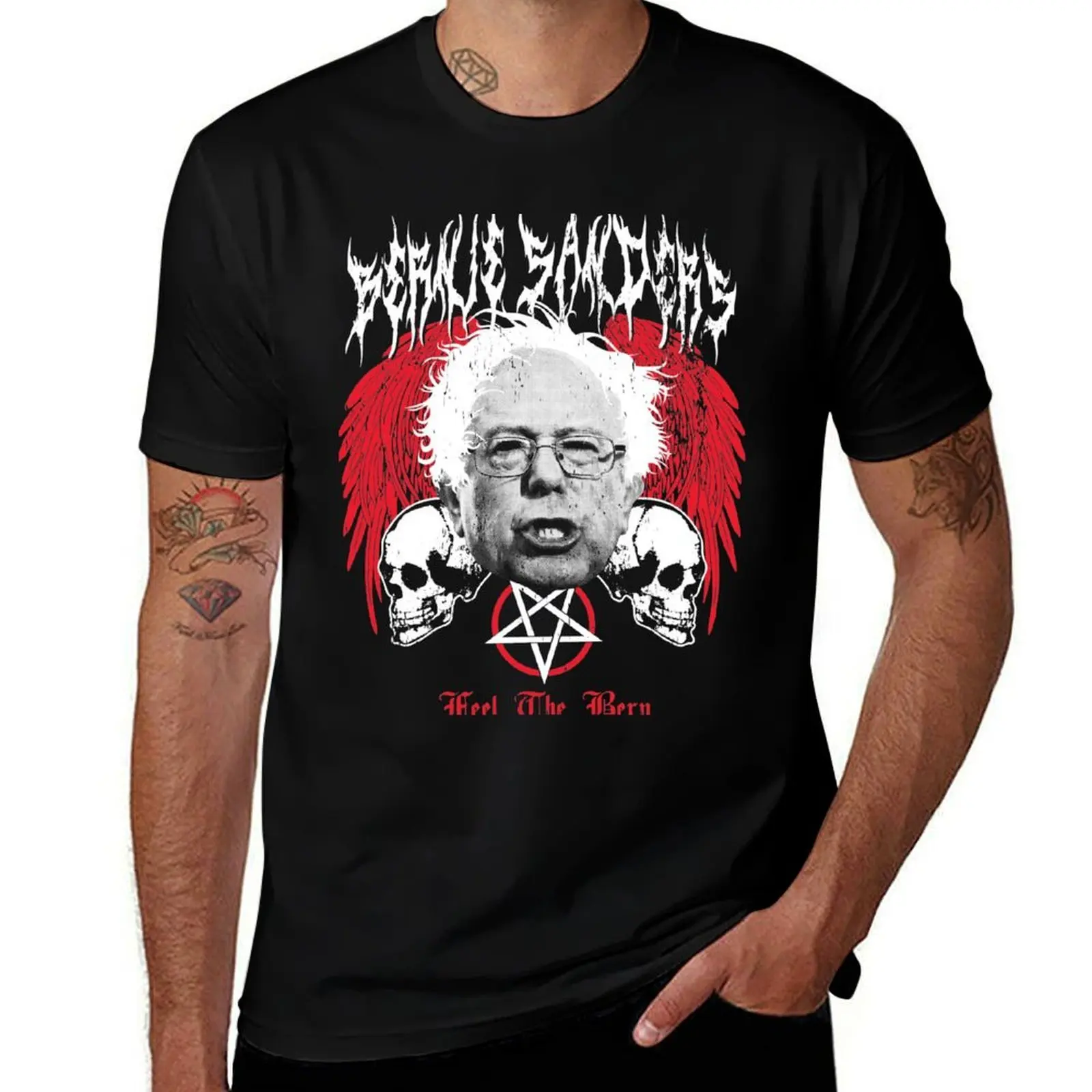FEEL THE BERN Heavy Metal Bernie Sanders Shirt T-Shirt Art Pattern Printed Casual Top T-Shirt