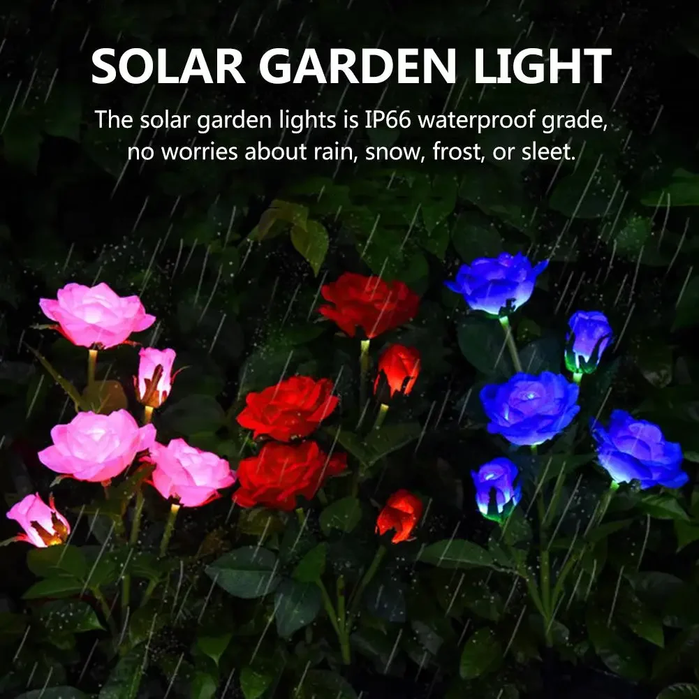 防水のバラの花の形をしたLEDランプ,屋外照明,装飾的な花,庭,芝生,家,バレンタインデーに最適です。