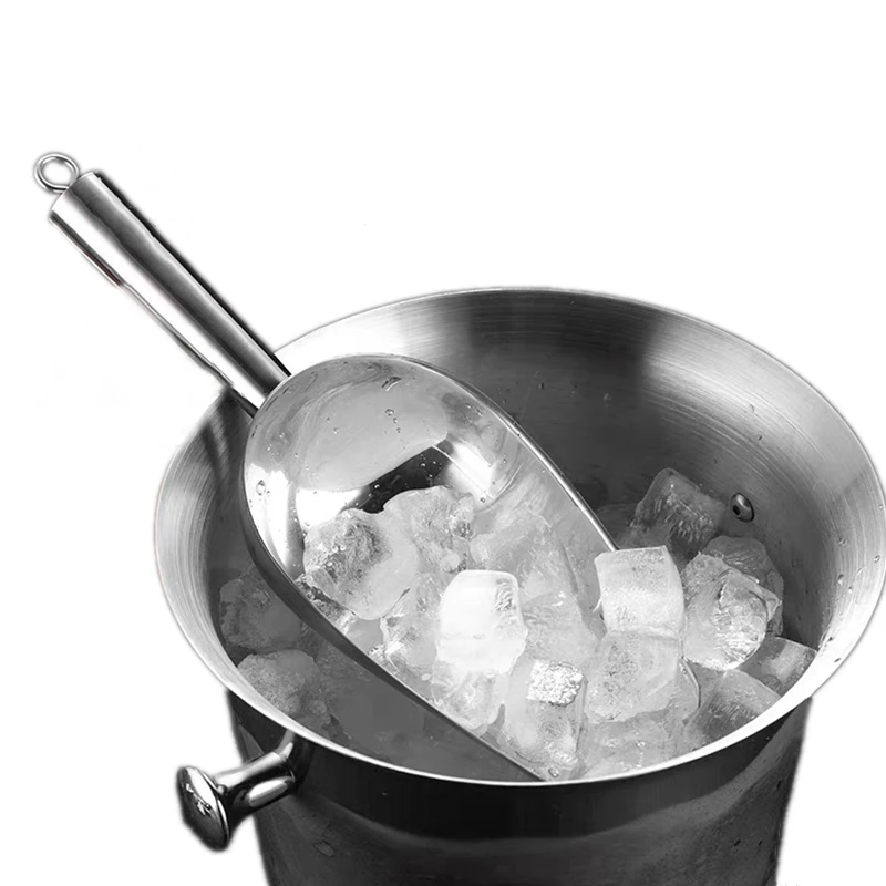 

10oz Ice Scoop Kitchen Food Candy Scoop Polish Stainless Steel Ice Scoop Food Flour For Bar Commercial Kitchen Tools Barware