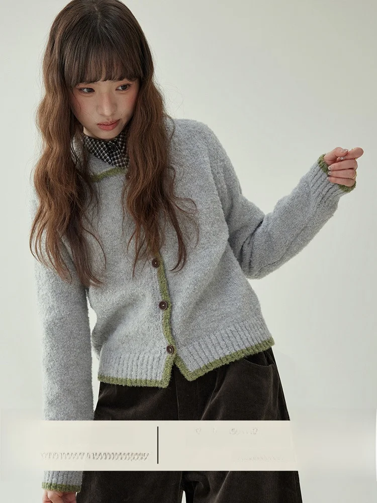 

AMUU оригинальный цветной трикотажный кардиган Blo Circle, женский длинный зимний топ све, повседневный свободный крой, теплый