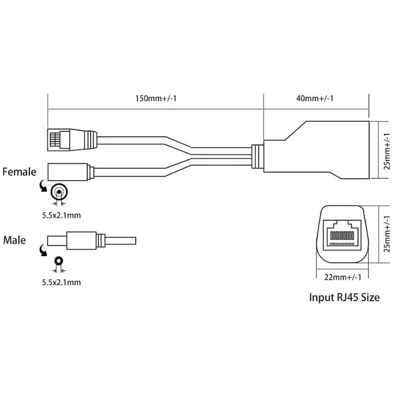 POE Spliter Waterprrof Met Video En Power Adapter Kabel RJ45 12 V-48 V Voedingsmodule Injector voor IP Camera Extender