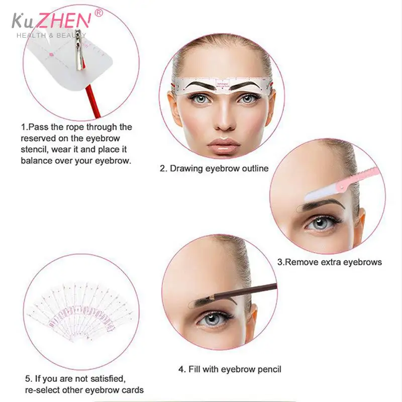 Fixable Eyebrow Stencil Grooming Shaper Template Reusable Stickers Make Up Tools For Eye Brow Stamp Cosmetic Eye Makeup Template