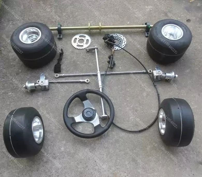 Kart Accessories Modified Drift Quad Front Rear Suspension Steering Rear Axle Assembly with 5 Inch Tires - Detail 1