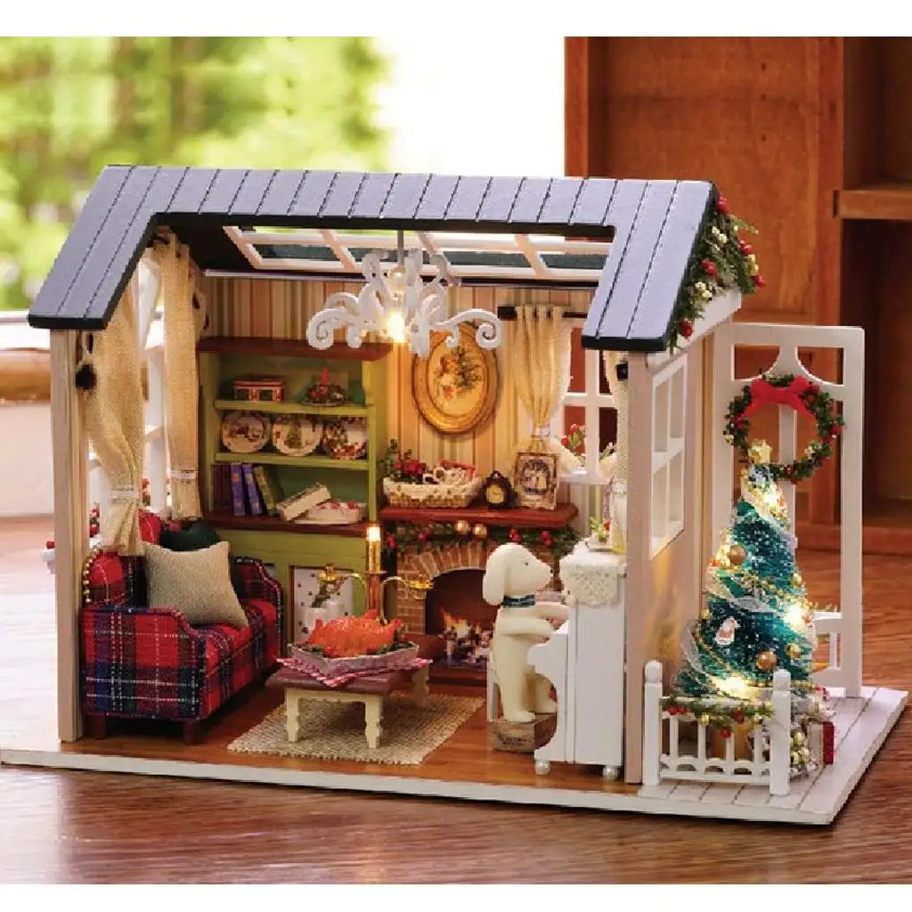 1:24 인형의 집 미니어처 창의적인 방 생일 선물-휴일 시간