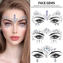 3D Rhinestone Face Sticker Festival Party Glitter Diamond Makeup Jewelry Face Tattoo Sticker Crystal Gems Jewels Face Decoration