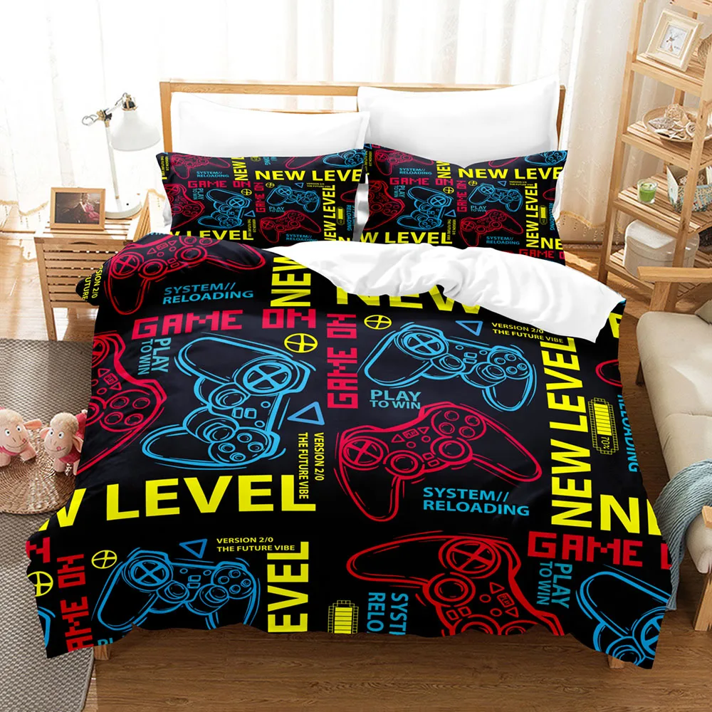 Videospiel-Bettwäsche-Sets 2025, Einzel-, Doppel-, King-Size-Bettbezug-Set mit Kissenbezügen, ohne Tröster, Geburtstagsgeschenk für Jungen – Detail 3