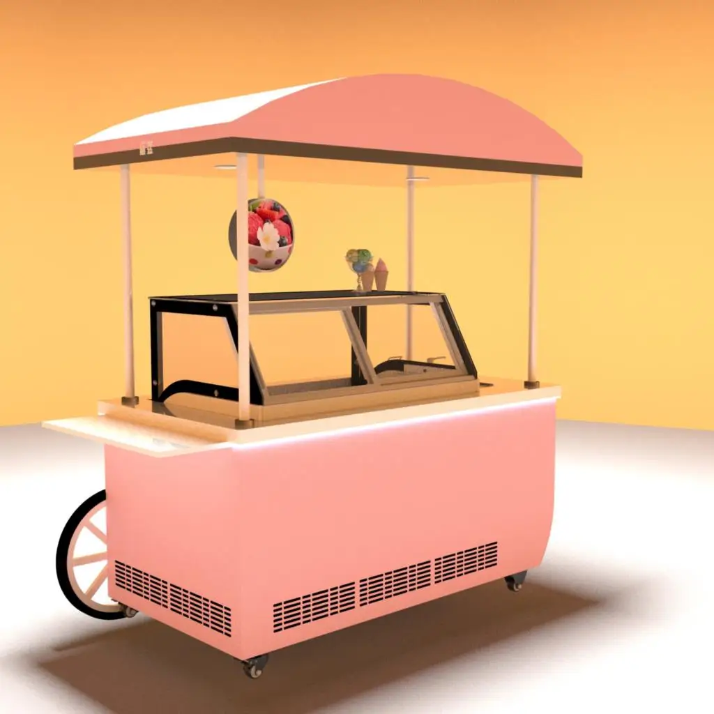 Reeze Ice Cream Cart  Street Application Mobile Gelato Cart Italian Ice Cream Cart With Right Angle Cabinet