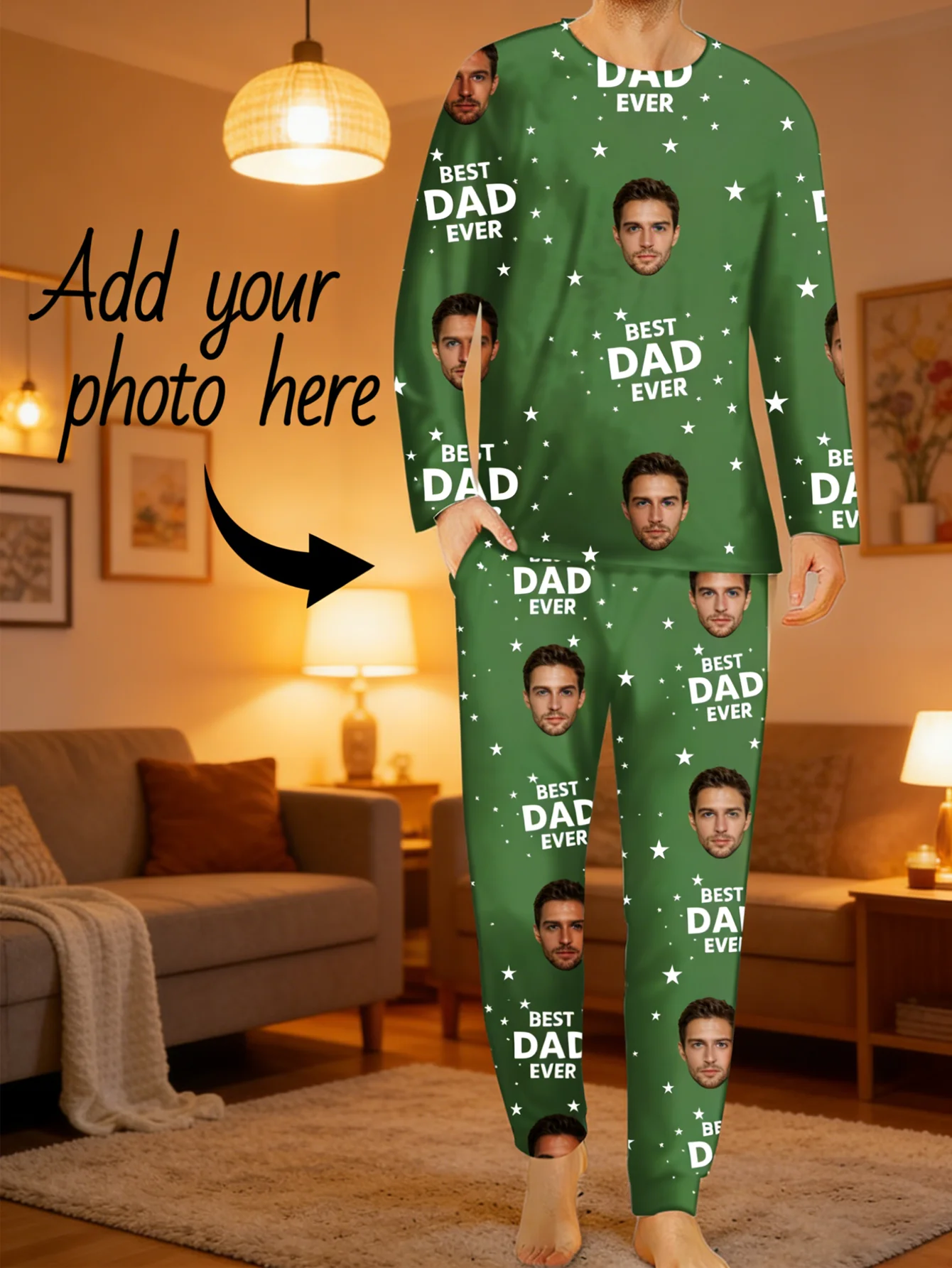 

Men's customized pajamas, personalized best dad photo pajamas set, fun pajamas, Father's Day gifts