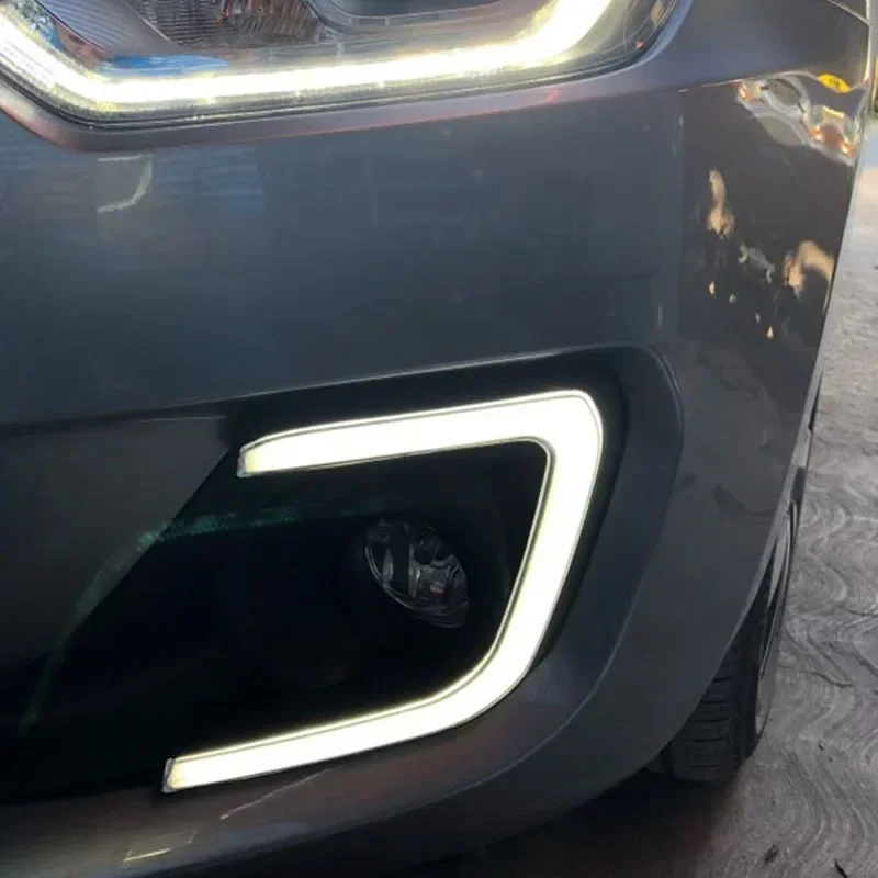 Car LED Daytime Running Headlamps For Suzuki Swift 2017 2018 2019 Daylights Yellow Turn Signal Auto DRL Foglamp