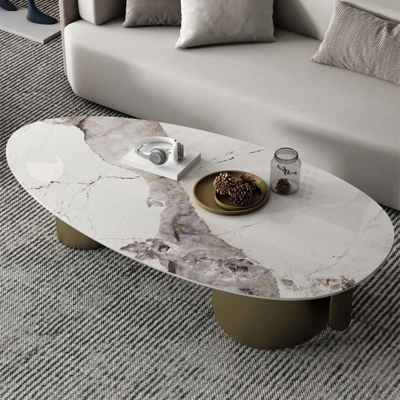 

#Nordic Luxury Stone Modern Coffee Table Stainless Steel Frame Eco-friendly Design For Small Apartments