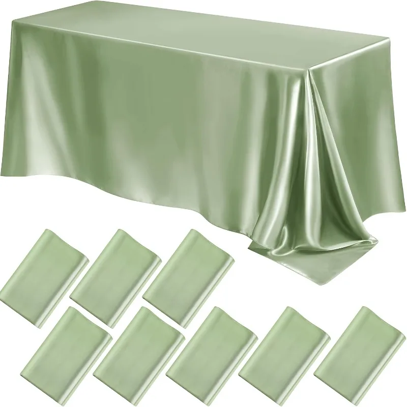 

8-Pack Elegant Satin Tablecloths 259x145 Cm Rectangular Polyester Smooth Fabric Tablecloth for Party Wedding Banquets Decoration