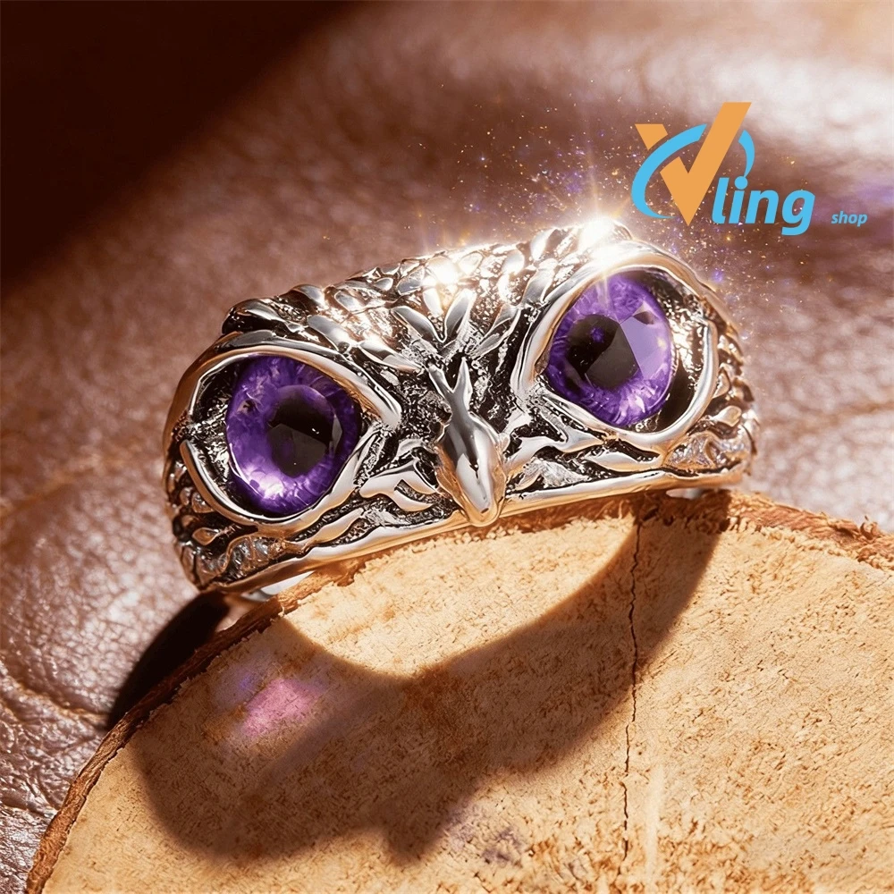 Anillo Ajustable de Búho con Ojo Turco Multicolor, Plata Antigua, Estilo Gótico Punk, Unisex, Anillo de Dedo con Diseño de Animal, Joyería de Moda para Hombre y Mujer, Regalo