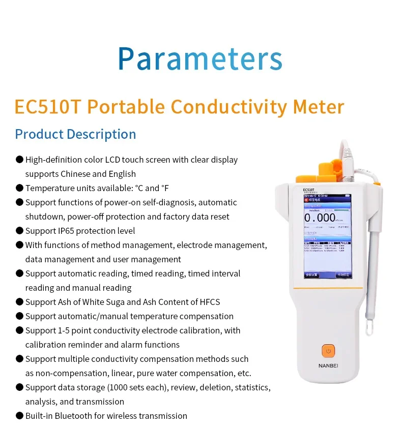 Alat Ukur TDS Digital NANBEI INSTRUMENT EC510T, Pengukur Konduktivitas Portabel