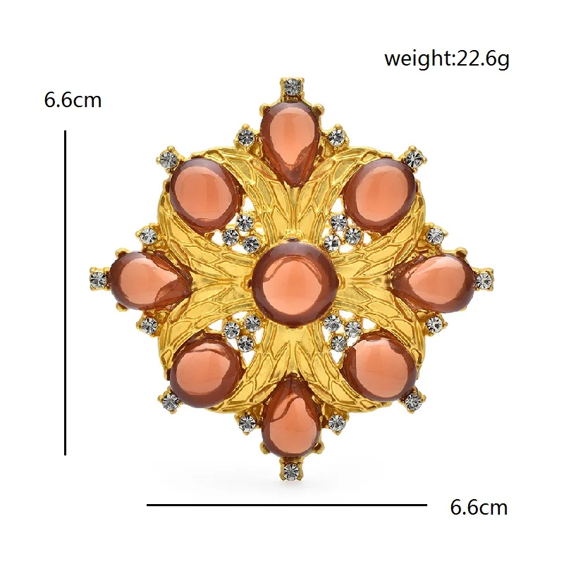 Wuli&baby Palace Style Geometric Brooches For Women Men Baroque Cross Flower Party Office Brooch Pins Gifts