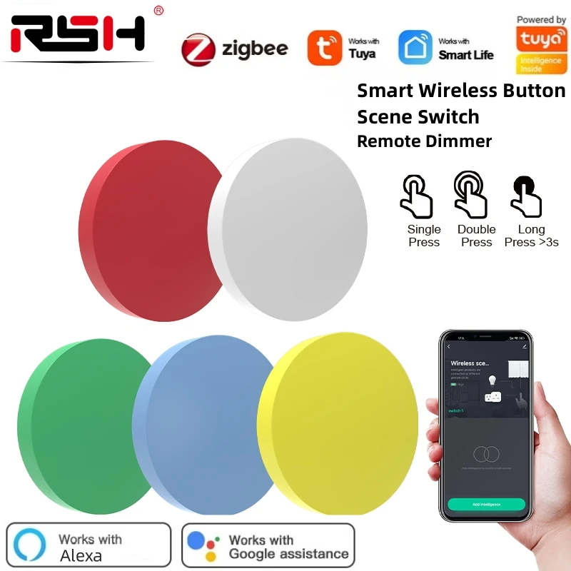 Tuya ZigBee Smart Button Smart Scene Switch Wireless Remote Control on Off Key Controller Multi-scene Linkage Smart Switches