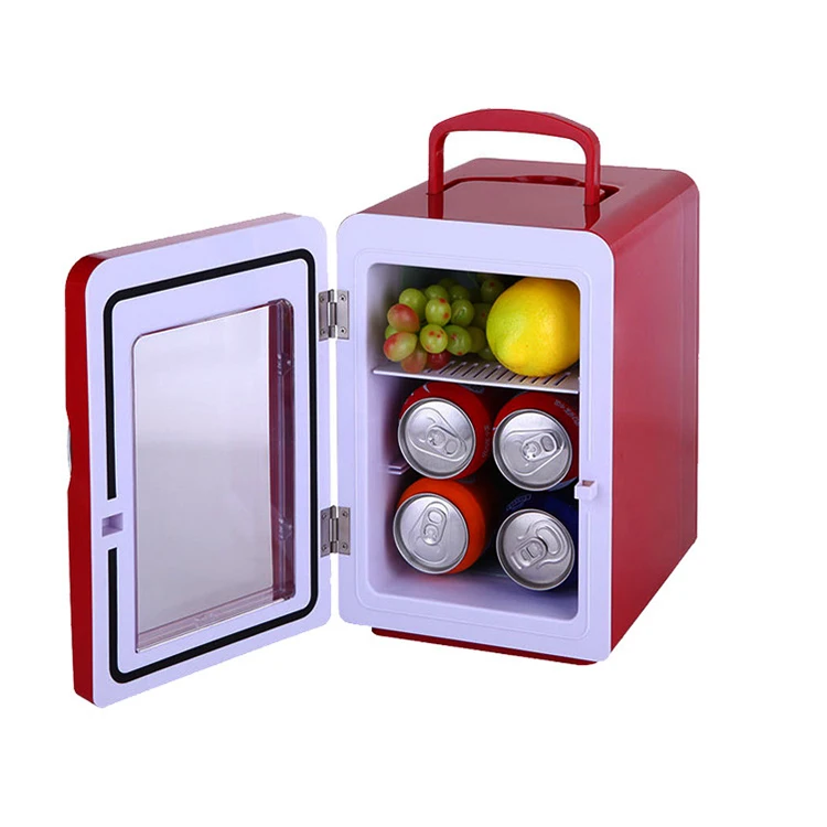 

Портативный мини-холодильник с прозрачной дверью переменного тока, 4 л, шесть банок, автомобильный милый термоэлектрический холодильник
