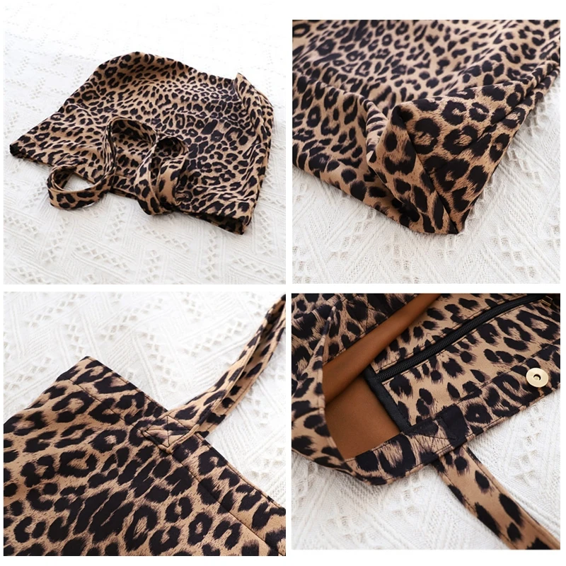 Youda Borsa vintage dal design originale per donna Borsa tote con stampa leopardata alla moda Borse a tracolla in tela femminile di grande capacità