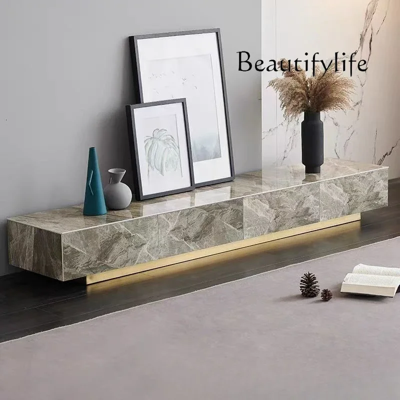 

rock slab TV cabinet, large and small apartment type household storage floor cabinet, Nordic simple modern TV cabinet