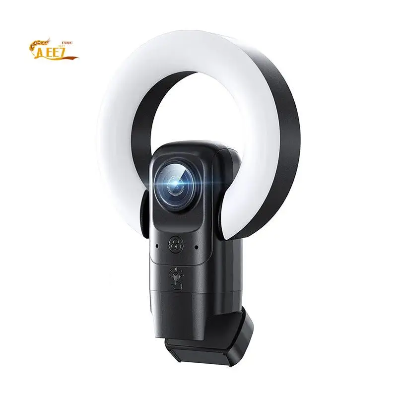 AEE7-4K Webcam With Light, Webcam For PC With Microphone, USB Computer Camera With Stand Base For Desktop Live Show