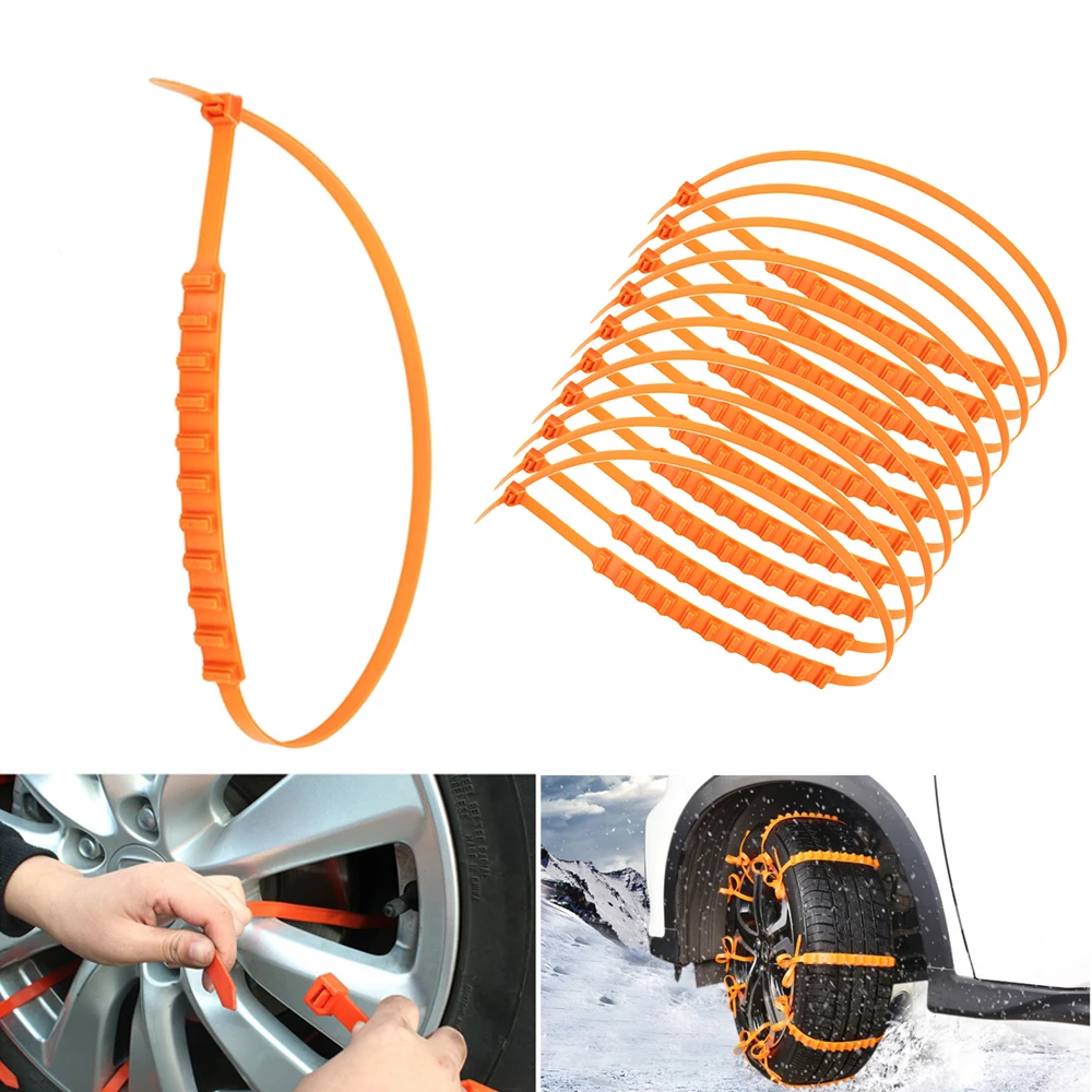 10pcs/set Car Anti-skid Chains Tough Snow Chains For Cars With Small Size Tire Snow Chains Strong Grip Anti-skid Cable Ties