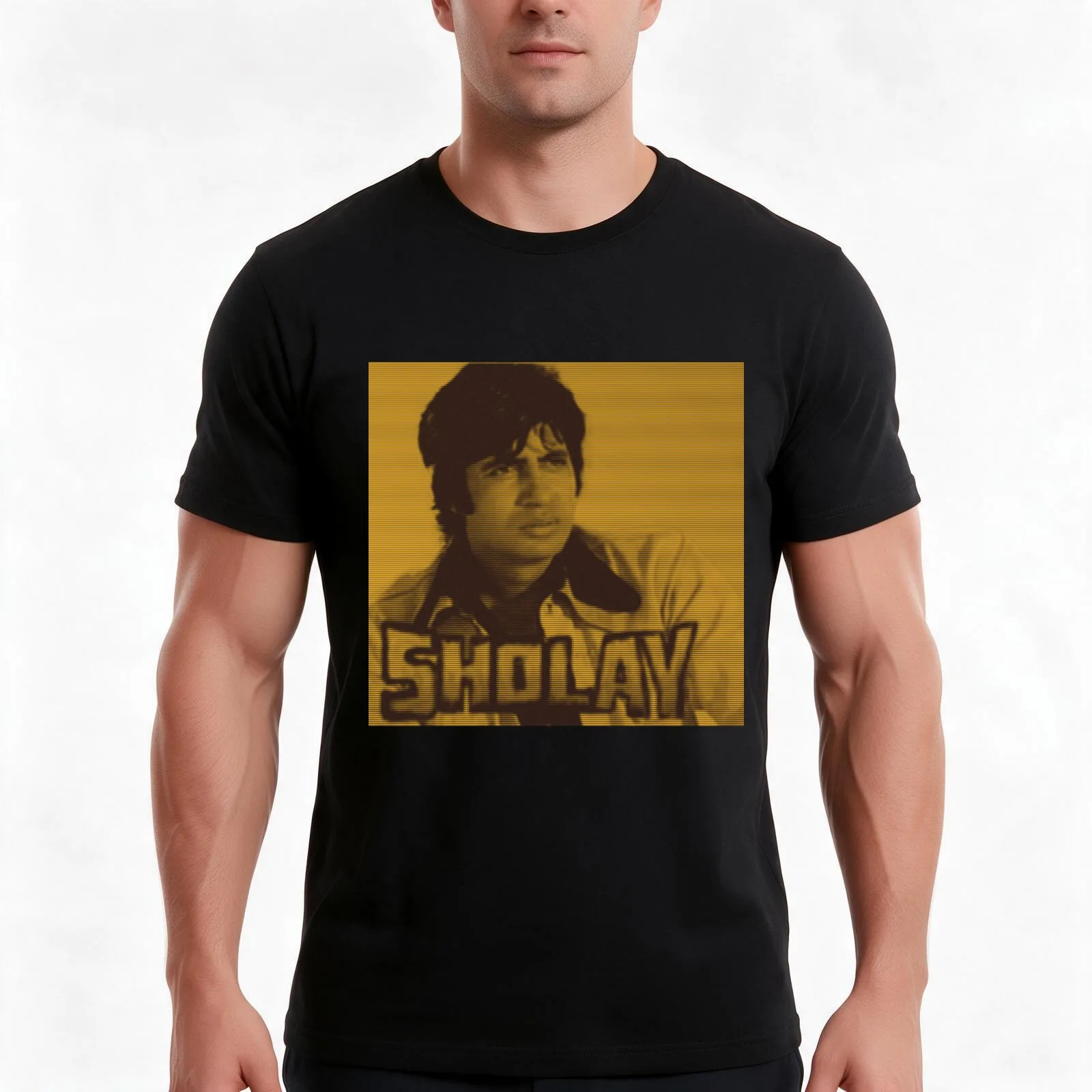 Sholay, T-Shirt, Summer Casual Cotton Tee, Oversized Streetwear Tops, Vintage Graphic Print, Loose Fit Short Sleeve, 100% Cotton